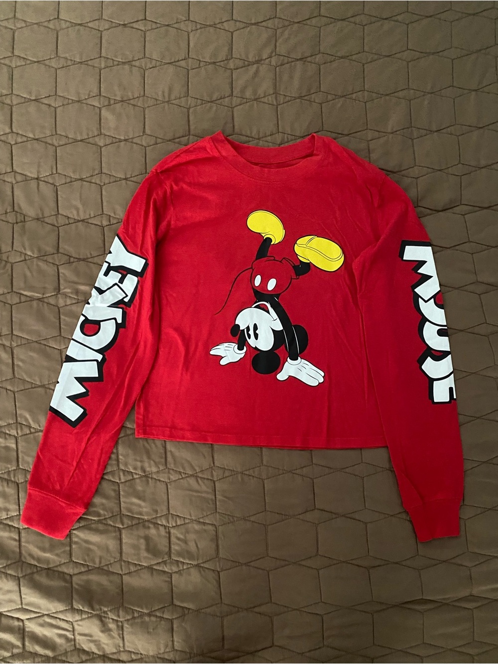 Disney size S  Red Graphic Mickey Mouse long sleeve tee